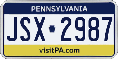 PA license plate JSX2987