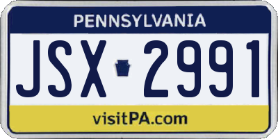PA license plate JSX2991