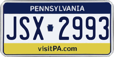 PA license plate JSX2993