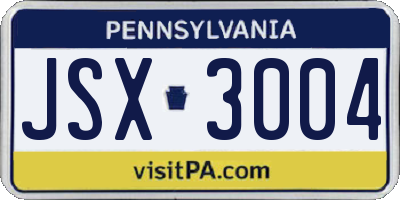 PA license plate JSX3004