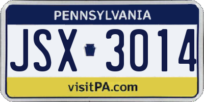 PA license plate JSX3014