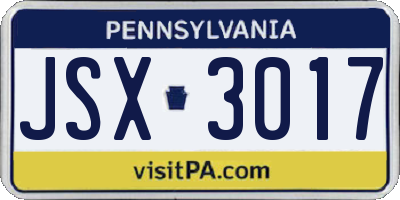 PA license plate JSX3017
