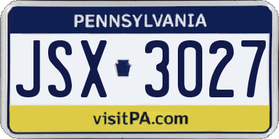 PA license plate JSX3027
