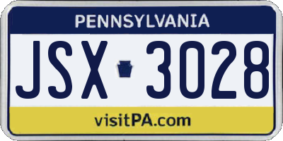 PA license plate JSX3028