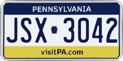 PA license plate JSX3042