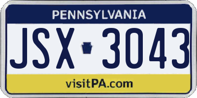 PA license plate JSX3043