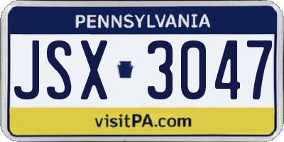 PA license plate JSX3047