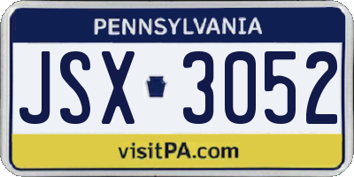 PA license plate JSX3052