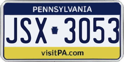 PA license plate JSX3053