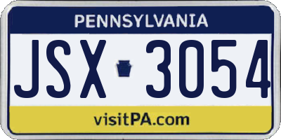 PA license plate JSX3054