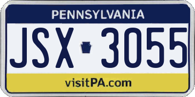PA license plate JSX3055