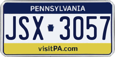 PA license plate JSX3057