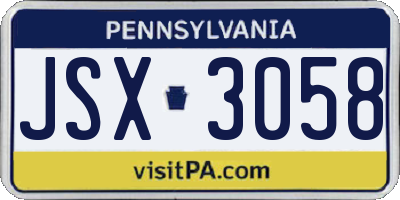 PA license plate JSX3058
