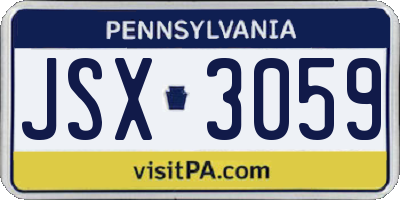 PA license plate JSX3059