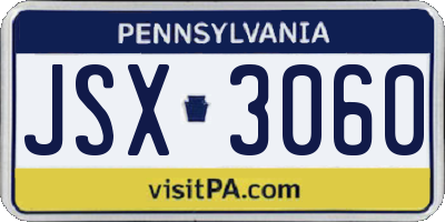PA license plate JSX3060