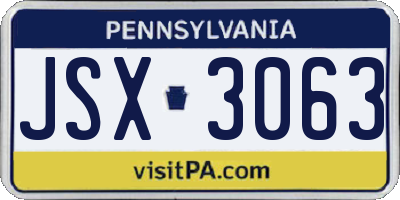 PA license plate JSX3063
