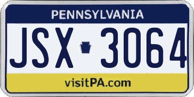 PA license plate JSX3064