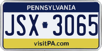 PA license plate JSX3065