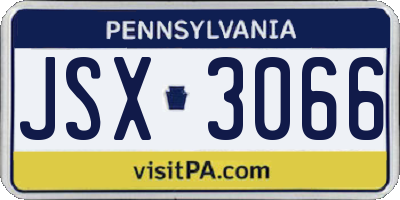 PA license plate JSX3066