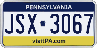 PA license plate JSX3067