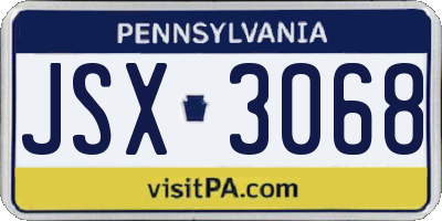 PA license plate JSX3068