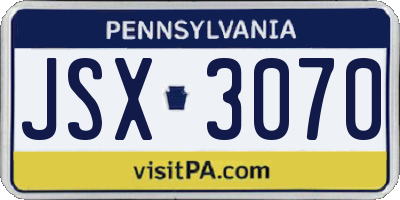 PA license plate JSX3070