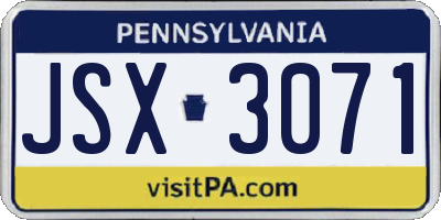 PA license plate JSX3071