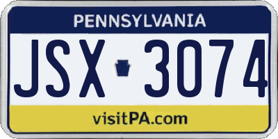 PA license plate JSX3074