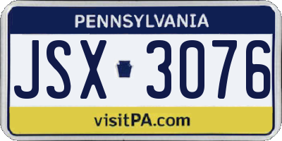 PA license plate JSX3076