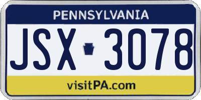 PA license plate JSX3078