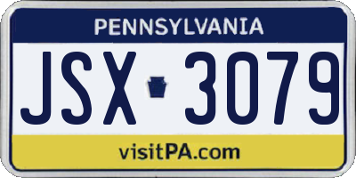 PA license plate JSX3079