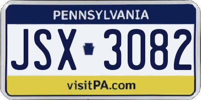 PA license plate JSX3082
