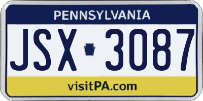 PA license plate JSX3087