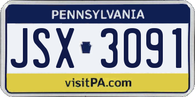 PA license plate JSX3091