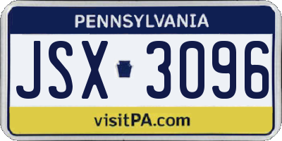 PA license plate JSX3096