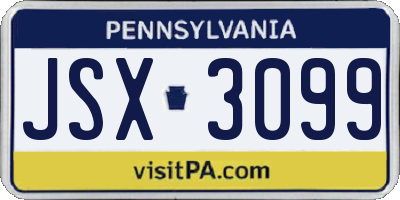 PA license plate JSX3099