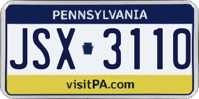 PA license plate JSX3110