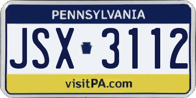 PA license plate JSX3112