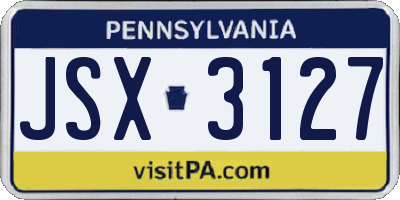 PA license plate JSX3127