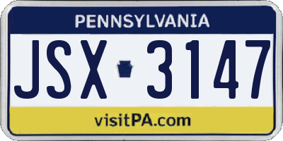 PA license plate JSX3147
