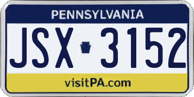 PA license plate JSX3152