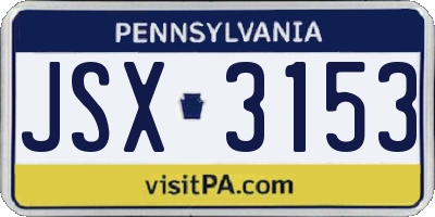 PA license plate JSX3153