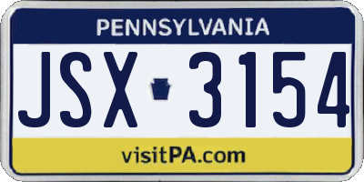 PA license plate JSX3154