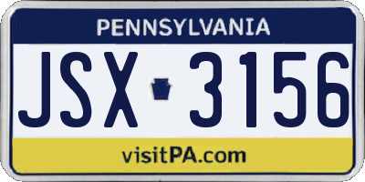 PA license plate JSX3156