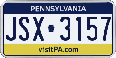 PA license plate JSX3157