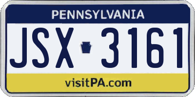 PA license plate JSX3161