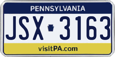 PA license plate JSX3163