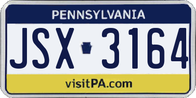 PA license plate JSX3164