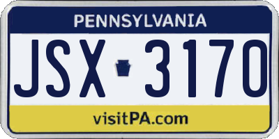 PA license plate JSX3170