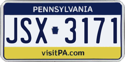 PA license plate JSX3171